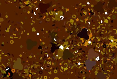 Açık Kırmızı, Memphis şekilli sarı vektör arkaplan. Rastgele şekillerle soyut tarzda dekoratif tasarım. Duvar kağıtları için zarif tasarım.