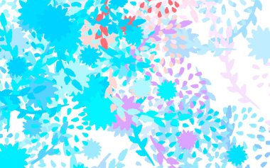 Açık mavi, kırmızı vektör karalama desenli çiçekler, güller. Çiçekli zarif, parlak bir illüstrasyon. Duvar kağıtları, boyama kitapları için desen.