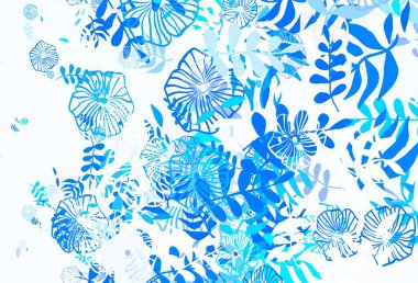 Hafif BLUE vektör karalama arkaplanı yapraklarla. Origami tarzındaki yaprakların gradyanlı karalama çizimi. Cep telefonlarının geçmişleri için şablon.