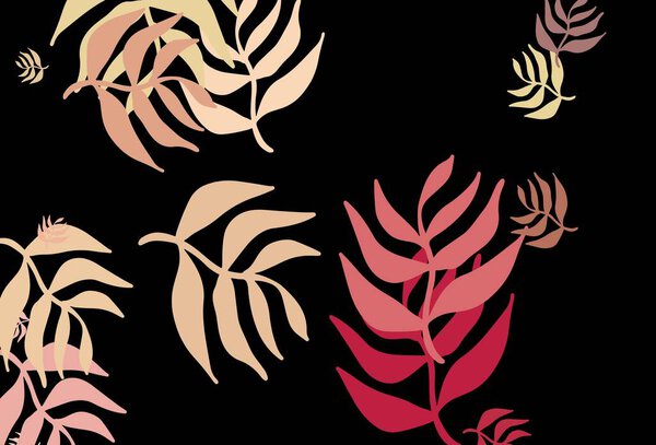 Dark Pink, Yellow vector elegant wallpaper with leaves. An elegant bright illustration with leaves in Natural style. A new texture for your wallpaper design.