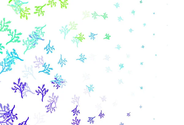 Lichtblauwe Groene Vector Abstracte Achtergrond Met Sakura Kleurrijke Illustratie Doodle — Stockvector