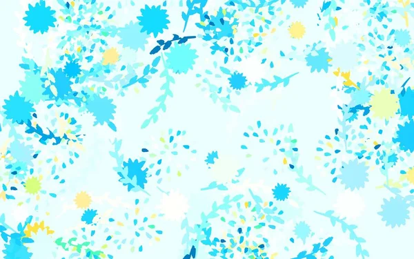 Azul Claro Textura Garabato Vector Amarillo Con Flores Rosas Ilustración — Archivo Imágenes Vectoriales