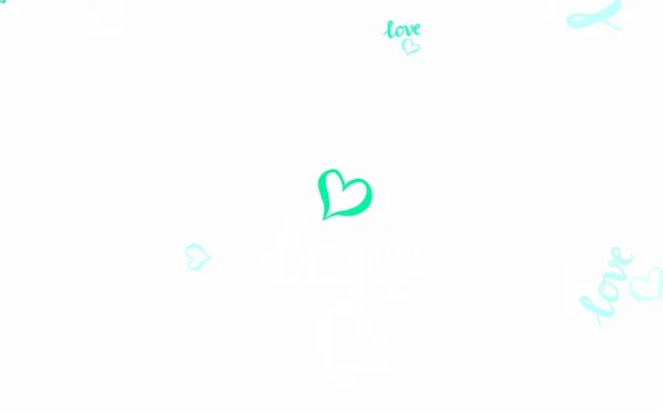Світло Зелений Вектор Барвистими Серцями Ілюстрація Формами Градієнтних Сердець Розмитому — стоковий вектор
