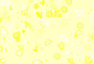 Kaotik şekilli açık sarı vektör şablonu. Rastgele şekillerle soyut tarzda dekoratif tasarım. Duvar kağıtları için zarif tasarım.