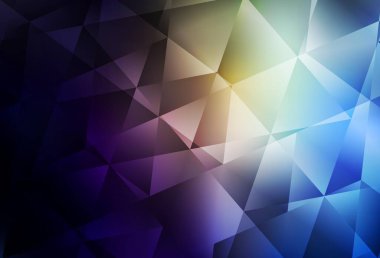 Koyu mavi, sarı vektör eğimli üçgen şablonu. Gradyanı olan üçgen geometrik örnek. Bir markanın arkaplanı için desen.