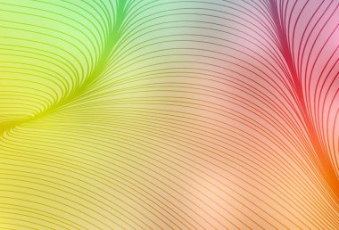 Açık yeşil, eğri çizgileri olan kırmızı vektör arkaplanı. Çağdaş gradyan soyut çizgileri olan çizimler. Broşürler, broşürler için doku.