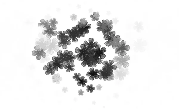 Світло Сірий Векторний Каракулі Розкладка Квітами Барвисті Ілюстрації Каракулі Квітами — стоковий вектор