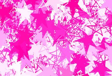 Açık Pembe, parlak yıldızlı sarı vektör düzeni. Yıldızlı parlak renkli illüstrasyon. Fütürist reklamlar ve kitapçıklar için şablon.