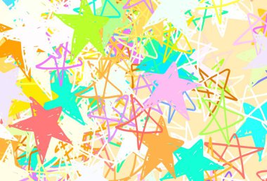 Küçük ve büyük yıldızlı hafif çokrenkli vektör arkaplanı. Yıldızlı parlak renkli illüstrasyon. Reklamınız, posteriniz, afişiniz için en iyi tasarım.