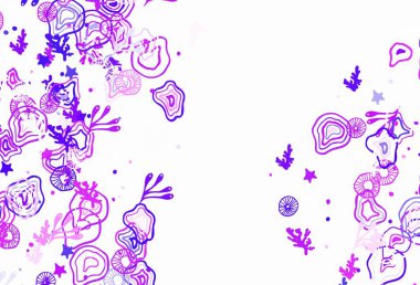 Soyut şekilli açık mor vektör arkaplanı. Rastgele şekillerle soyut tarzda dekoratif tasarım. İşiniz için en iyi akıllı tasarım.