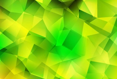 Açık yeşil, sarı vektör üçgen arkaplan. Çokgen soyut çizim ve gradyan. Dizaynınız için üçgen desen.