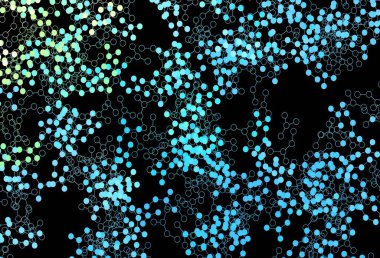 Koyu mavi, yeşil vektör arkaplan ve yapay zeka verileri. Yapay zekanın bağlantı ve noktalarıyla soyut illüstrasyon. Teklif verilerinin tanıtımı için akıllı tasarım.