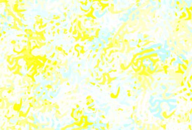 Açık mavi, Memphis şekilli sarı vektör arkaplan. Rastgele şekillerle soyut tarzda dekoratif tasarım. Bir cep telefonu için arka plan.