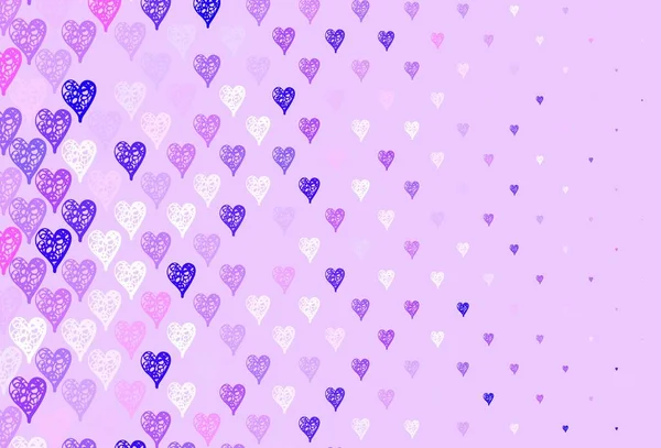 Hellviolette Rosa Vektorkulisse Mit Süßen Herzen Schöne Abstrakte Herzen Auf — Stockvektor