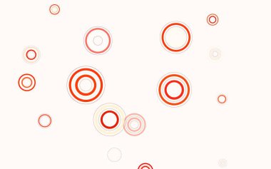 Küreli açık kırmızı vektör deseni. Parlak renkli soyut çemberlerin olduğu bir resim. Reklamlar, broşürler için desen.