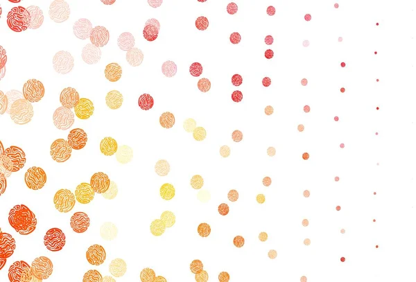 Light Red Yellow Vector Texture Disks Blurred Bubbles Abstract Background — Stock Vector