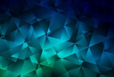 Koyu mavi, yeşil vektör eğimli şablon. Çokgen biçiminde, gradyan ile renkli çizimler. Broşürünüz için yepyeni bir tasarım..