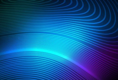 Koyu pembe, eğri çizgileri olan mavi vektör arkaplan. Kavisli çizgilerden oluşan parlak bir illüstrasyon. Markan için yeni kompozisyon.