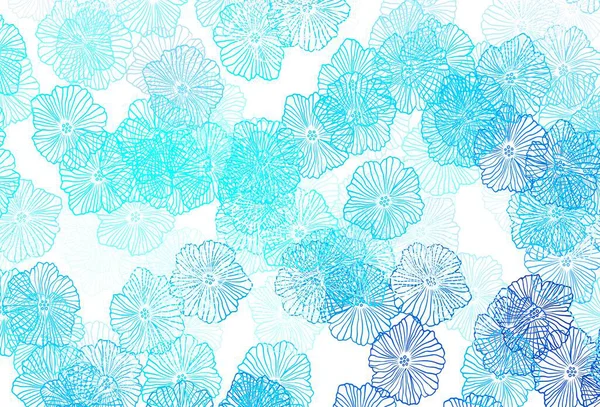 Vetor Azul Escuro Padrão Natural Com Folhas Doodle Ilustração Flores — Vetor de Stock