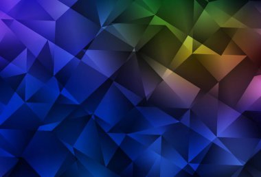 Koyu mavi, sarı vektör düşük poli düzeni. Çokgen tarzda tamamen yeni bir renk çizimi. Web siteniz için çokgen tasarım.