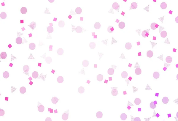 浅色粉红矢量背景与圆形的多边形风格 用五彩缤纷的圆圈 三角形 矩形来说明 你们广告的精巧设计 — 图库矢量图片