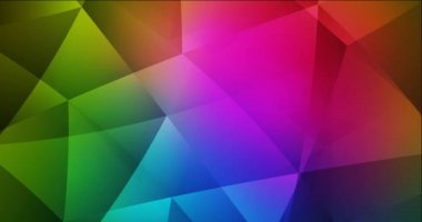 4K koyu pembe, yeşil çokgen soyut animasyon.