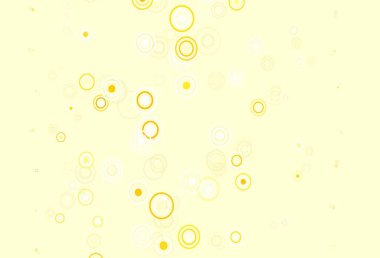 Açık yeşil, küreli sarı vektör deseni. Parlak renkli soyut çemberlerin olduğu bir resim. Reklamlar, broşürler için desen.