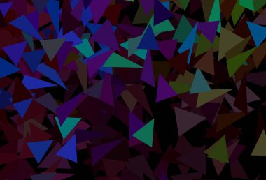 Üçgenli koyu renkli vektör arkaplanı. Doğa tarzında üçgenleri olan güzel bir çizim. Broşürler, broşürler için desen
