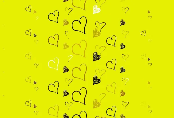 浅红色 黄色的矢量背景 闪烁着红心 在抽象模板上用心来显示图解 情人节贺卡的模板 — 图库矢量图片