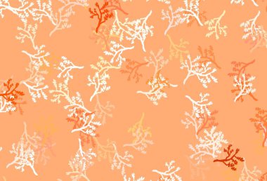 Açık kırmızı vektör arka planı dallarla karalıyor. Yaprakları ve dalları olan modern soyut illüstrasyon. Web ve broşürler için elle boyanmış tasarım.