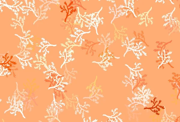 Açık kırmızı vektör arka planı dallarla karalıyor. Yaprakları ve dalları olan modern soyut illüstrasyon. Web ve broşürler için elle boyanmış tasarım.