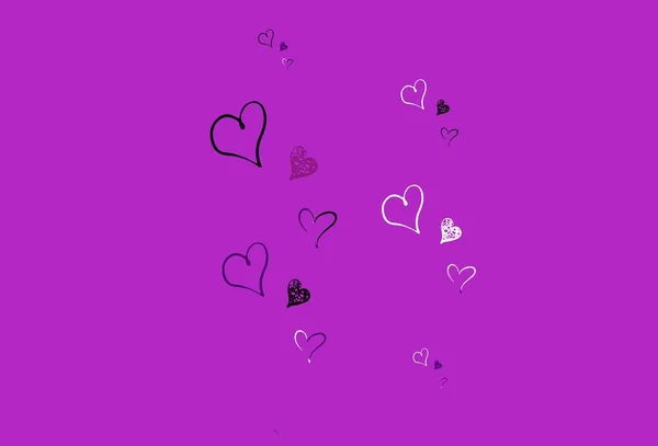 Plantilla Vectorial Light Purple Con Corazones Garabato Ilustración Con Formas — Archivo Imágenes Vectoriales