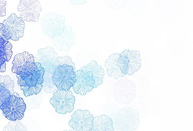 Koyu mavi, sarı vektör çizim şablonu yapraklı. Çiçeklerle bulanık şekilli yaratıcı çizimler. Duvar kağıtları, boyama kitapları için desen.