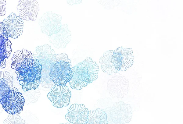 Koyu mavi, sarı vektör çizim şablonu yapraklı. Çiçeklerle bulanık şekilli yaratıcı çizimler. Duvar kağıtları, boyama kitapları için desen.