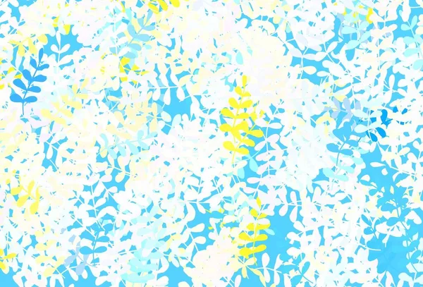 Bleu Clair Texture Vectorielle Jaune Doodle Avec Des Feuilles Illustration — Image vectorielle