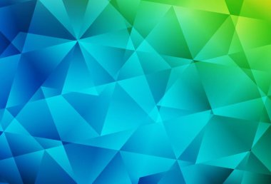 Açık mavi, yeşil vektör çokgen şablonu. Origami stilinde gradyan ile yaratıcı geometrik illüstrasyon. Marka kitabınız için yeni şablon.