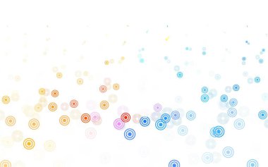 Açık mavi, baloncuklu sarı vektör arkaplan. Renkli su damlaları olan modern soyut çizimler. Marka kitabınız için yeni şablon.