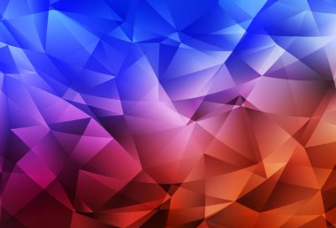 Açık mavi, kırmızı vektör eğimli üçgen desen. Origami tarzında gradyan ile geometrik çizim. Arkaplanlarınız için desenli desen.