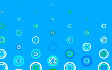 Açık mavi, diskli yeşil vektör dokusu. Bulanık yağmur damlaları olan soyut bir çizim. Poster ve web siteleri için tasarım.