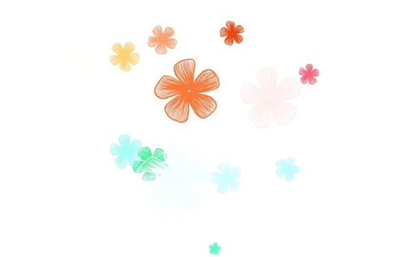 浅绿色 红色矢量自然艺术品与花卉 用Origami风格画的花的涂鸦 手机背景模版 — 图库矢量图片