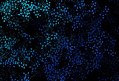 Koyu mavi, yeşil vektör arkaplan ve yapay zeka formları. Parlak renkli bir illüstrasyon ve yapay zekanın gerçek yapısı. Zeka ve yenilik reklamları için şablon.