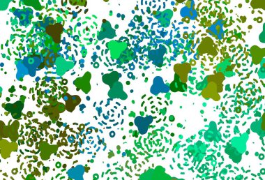 Açık mavi, soyut şekilli sarı vektör dokusu. Rastgele şekillerle soyut tarzda dekoratif tasarım. Kartvizitiniz için modern tasarım.