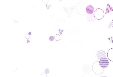 Açık Mor, çemberli çokgen şekilli pembe vektör deseni. Renkli noktalı modern soyut çizimler. İniş sayfası için modern şablon.
