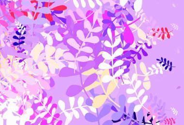 Açık mavi, kırmızı vektör doğal arka plan yapraklı. Karalama tarzında yaprakları olan belirsiz bir çizim. Marka kitabınız için yeni şablon.