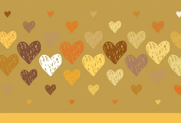 Light Orange Vector Template Doodle Hearts Illustration Shapes Gradient Hearts — Stock Vector