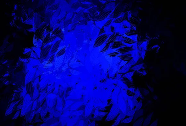 Padrão Doodle Vetorial Azul Escuro Com Folhas Projeto Decorativo Borrado —  Vetores de Stock