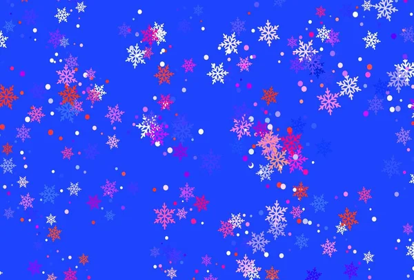 Светло Голубая Красная Векторная Планировка Яркими Снежинками Сияющая Красочная Иллюстрация — стоковый вектор