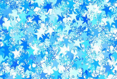 Parlak yıldızlı hafif BLUE vektör düzeni. Soyut şablondaki yıldızlarla dekoratif parlak illüstrasyon. Fütürist reklamlar ve kitapçıklar için şablon.