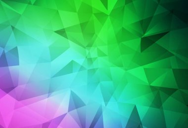 Açık pembe, yeşil vektör soyut mozaik desen. Zarif üçgenleri olan soyut çizimler. Web siteniz için çokgen tasarım.