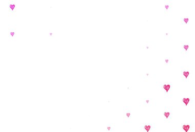 Açık Mor, pembe vektör desenli, renkli kalpli. Soyut illüstrasyonda güzel kutlama tarzı kalpler. Karnaval için şablon, festival için romantik broşürler.